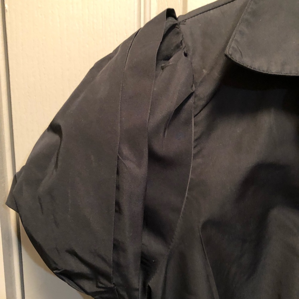 BCBGMaxAzria Black Short-Sleeve Collared Wrap Top - Picture 3 of 4